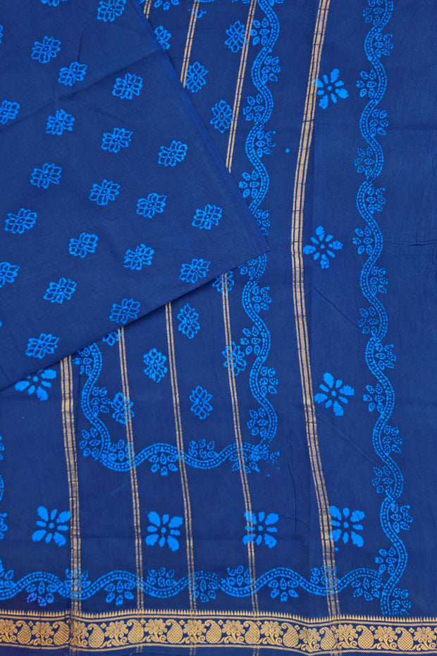 Malar Sungudi One Side Border - Dark Blue