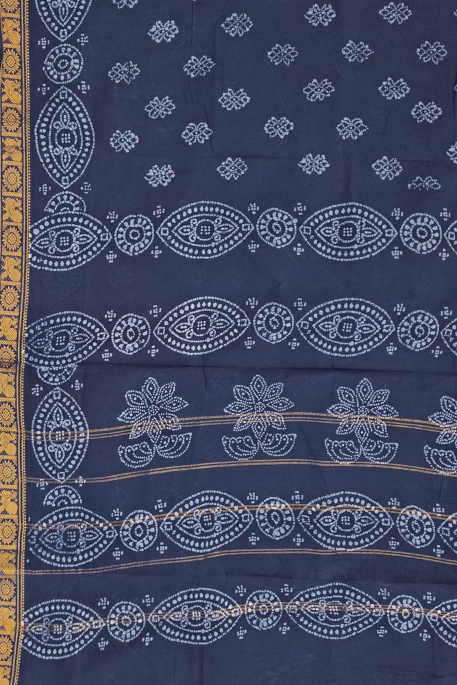 Malar Sungudi One Side Border - Indigo Blue