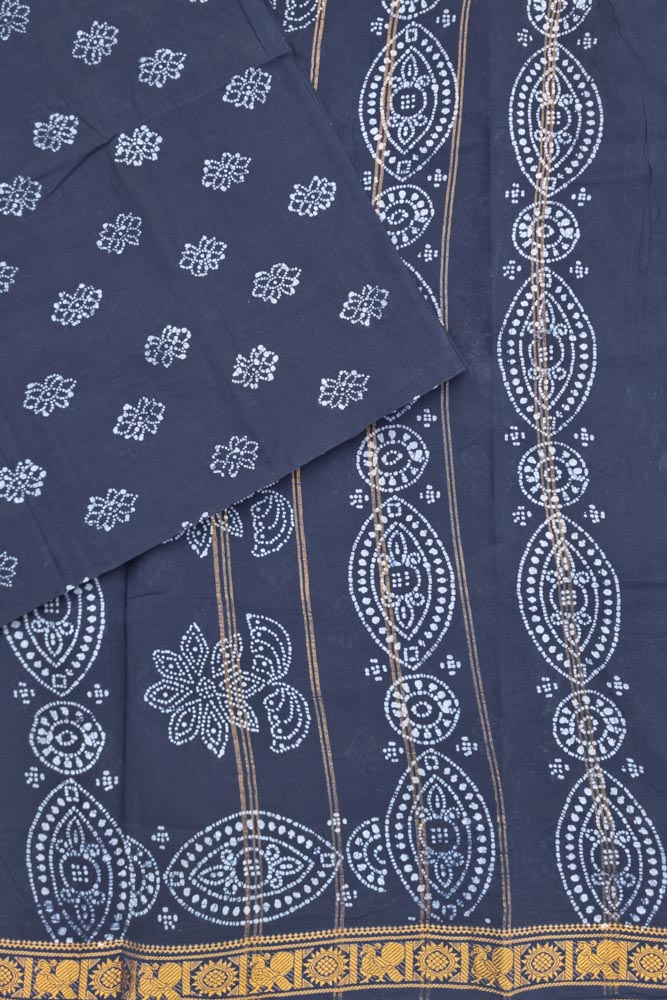 Malar Sungudi One Side Border - Indigo Blue