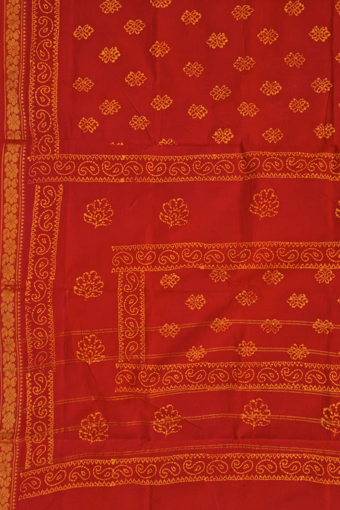 Malar Sungudi One Side Border - Red