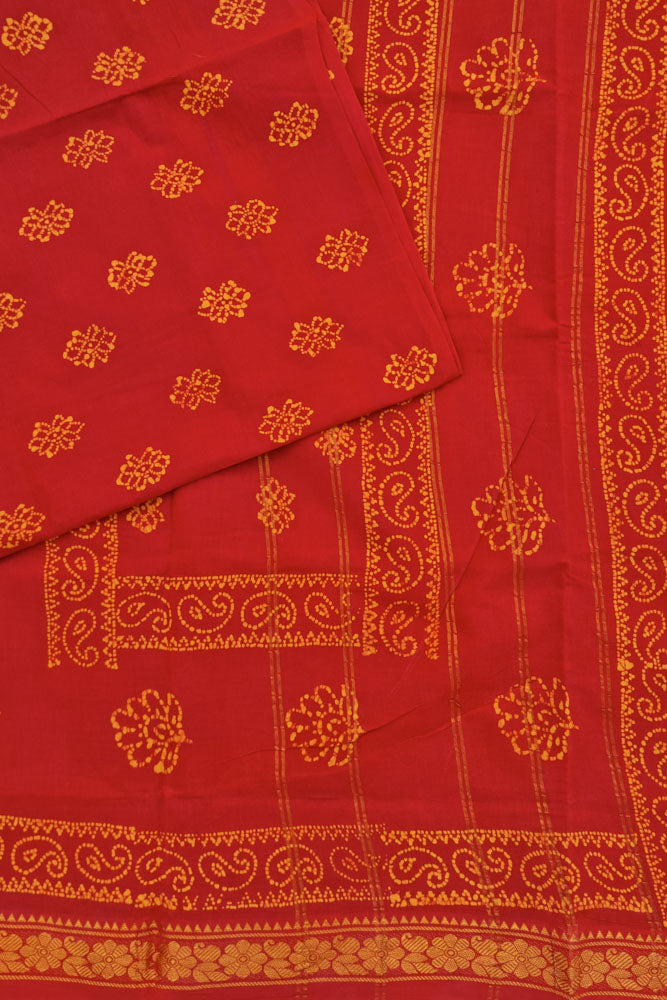 Malar Sungudi One Side Border - Red