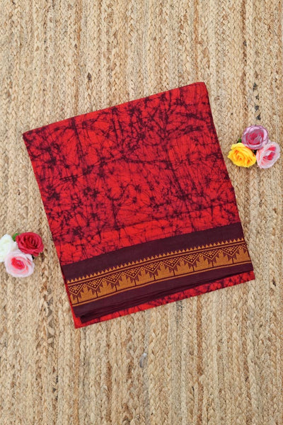 Batik Sungudi One Side Border - Red