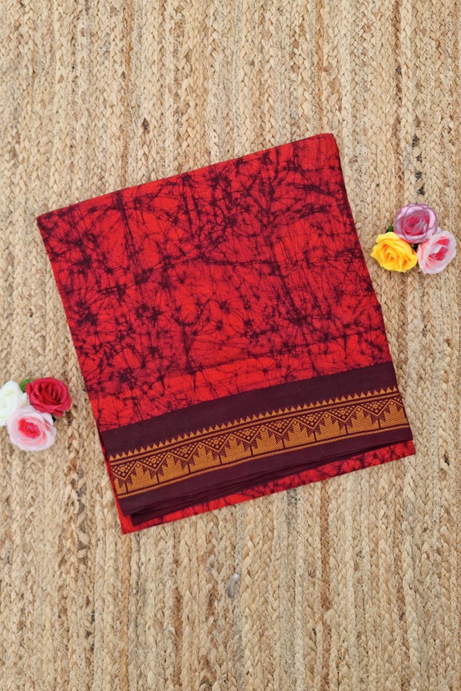 Batik Sungudi One Side Border - Red