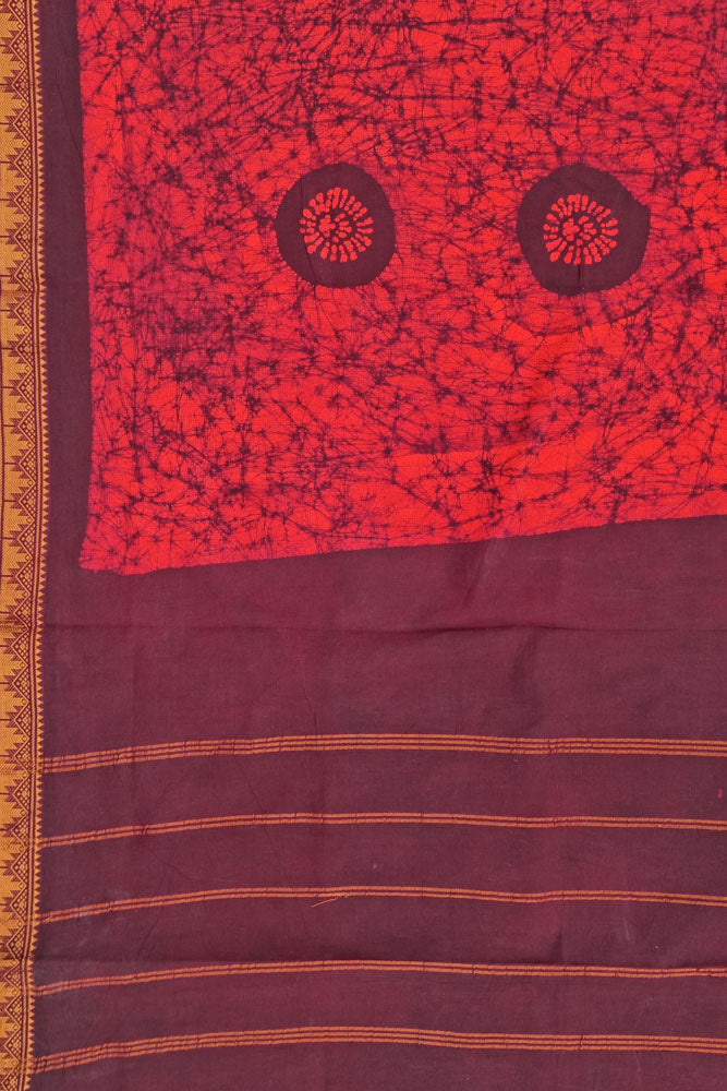 Batik Sungudi One Side Border - Red