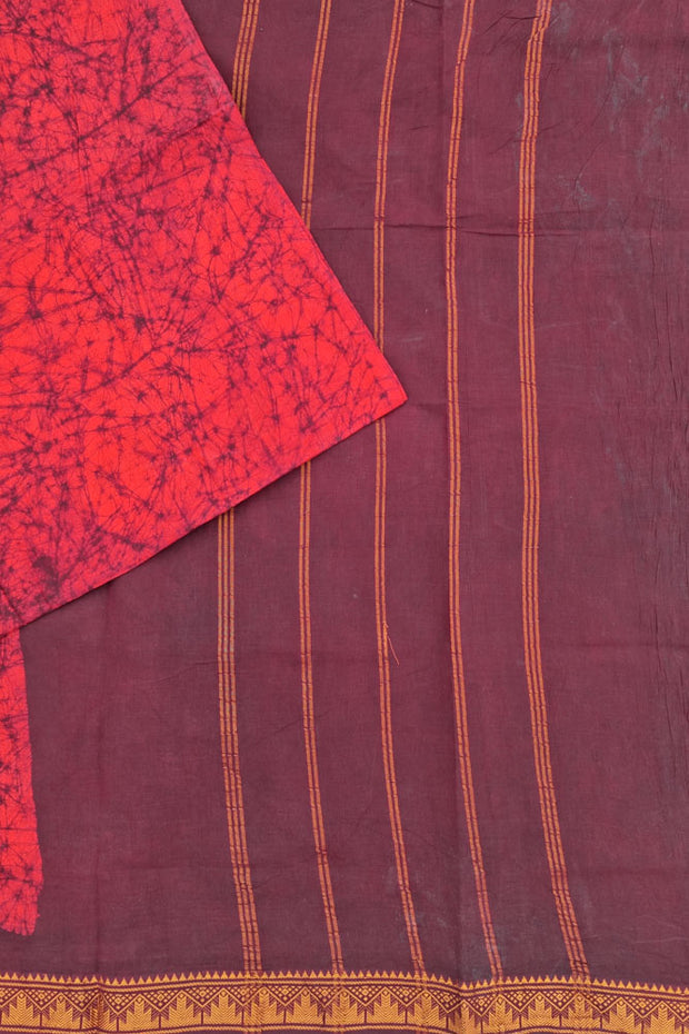 Batik Sungudi One Side Border - Red