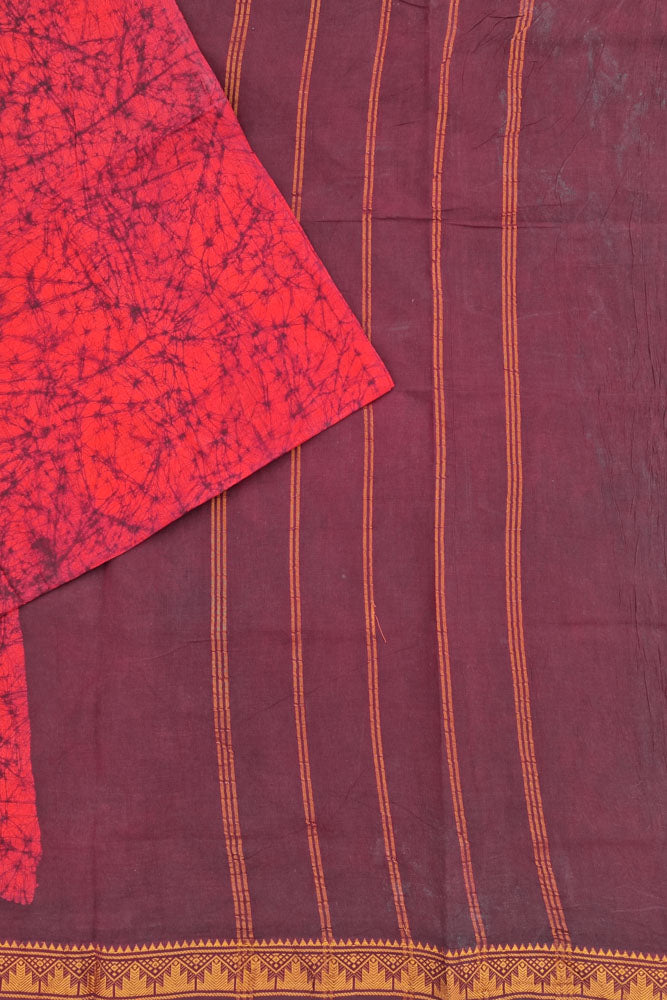 Batik Sungudi One Side Border - Red