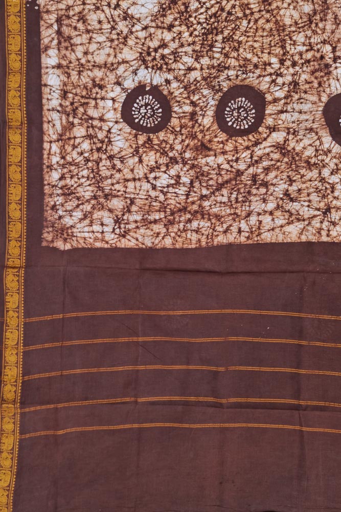 Batik Sungudi One Side Border - Coffee Brown