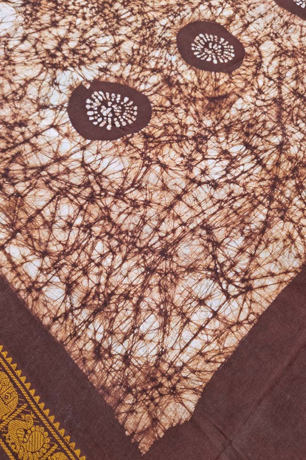 Batik Sungudi One Side Border - Coffee Brown