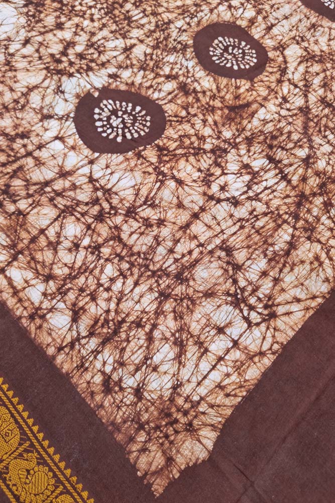 Batik Sungudi One Side Border - Coffee Brown