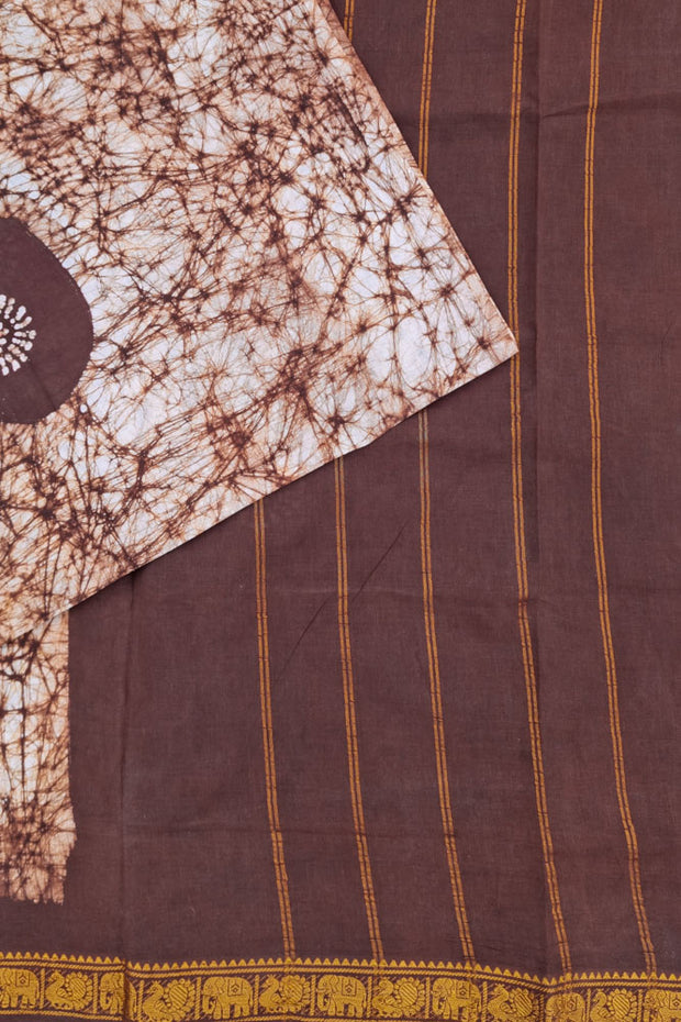 Batik Sungudi One Side Border - Coffee Brown