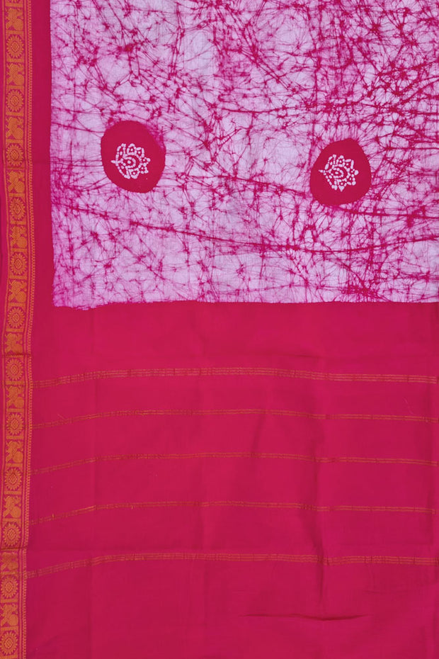 Batik Sungudi One Side Border - Pink