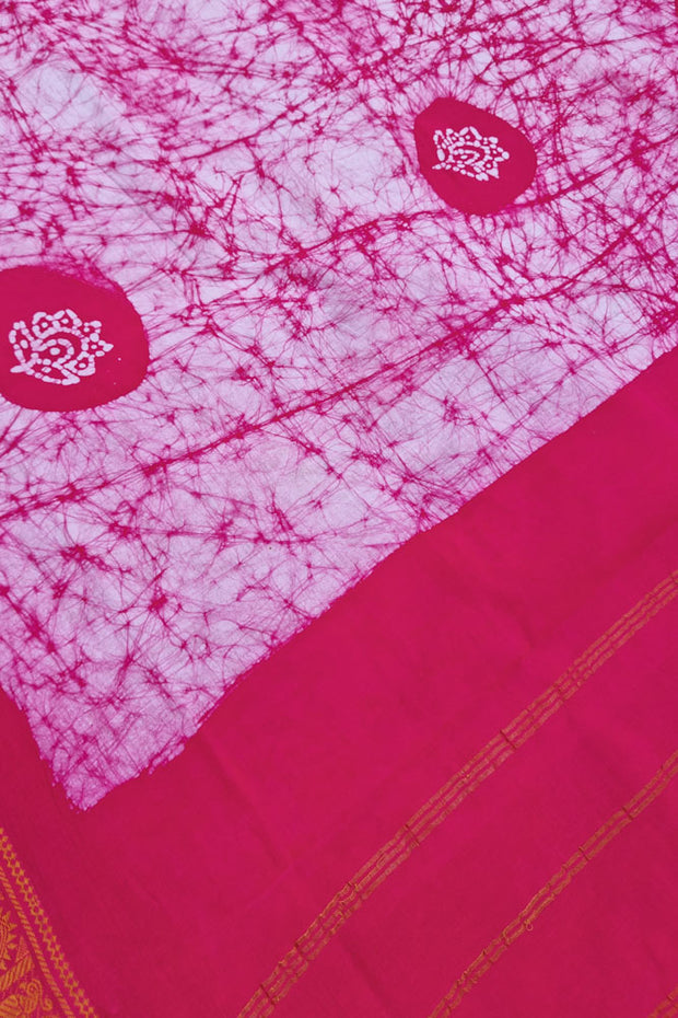 Batik Sungudi One Side Border - Pink