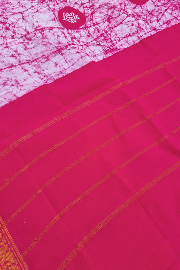 Batik Sungudi One Side Border - Pink