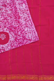 Batik Sungudi One Side Border - Pink