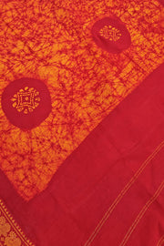 Batik Sungudi One Side Border - Reddish Orange