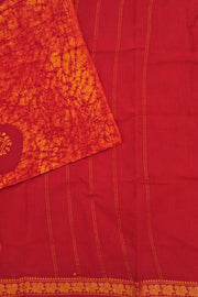 Batik Sungudi One Side Border - Reddish Orange