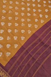 Malar Sungudi One Side Border - Mustard Brown