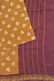 Malar Sungudi One Side Border - Mustard Brown