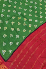 Malar Sungudi One Side Border - Forest Green