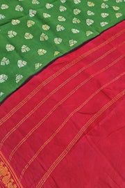 Malar Sungudi One Side Border - Forest Green