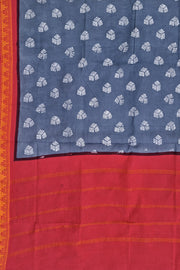 Malar Sungudi One Side Border - Elephant Gray