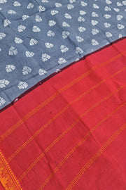 Malar Sungudi One Side Border - Elephant Gray