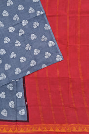 Malar Sungudi One Side Border - Elephant Gray