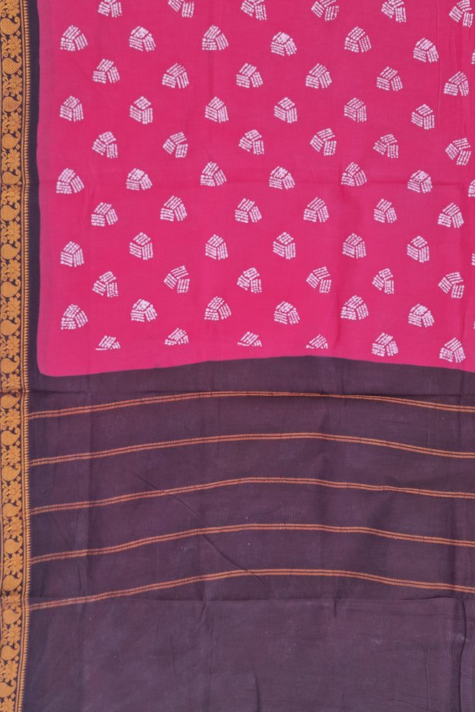 Malar Sungudi One Side Border - Pink