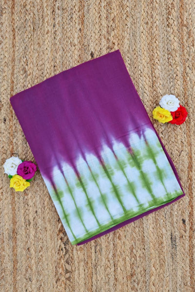 Voil Saree With Blouse - Lavender/Parrot Green