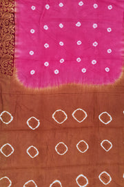 Voil Saree With Blouse - Pink/Brown