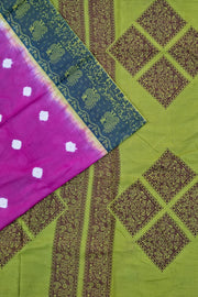 Voil Saree With Blouse - Laventer/Parrot Green