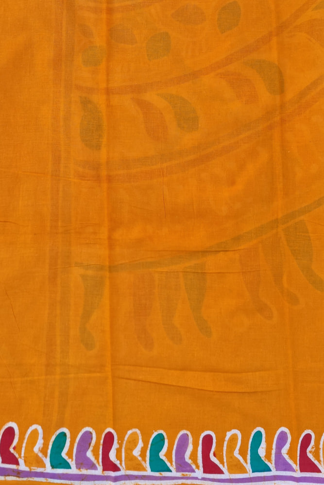 Voil Saree With Blouse  - Dark Yellow