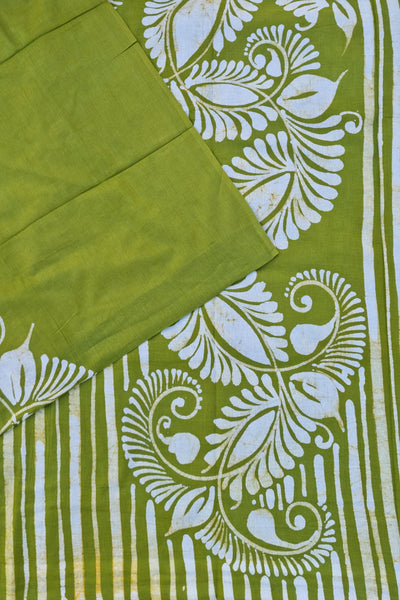 Voil Saree With Blouse - Leaf Green