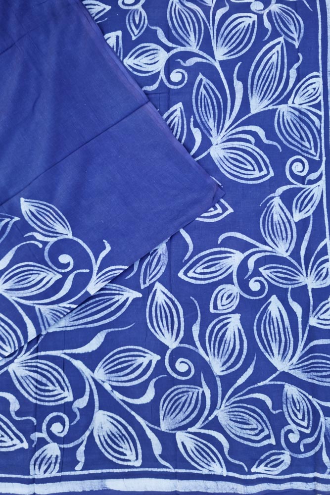 Voil Saree With Blouse - Blue Half n Half