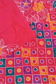 Voil Saree With Blouse - Reddish Pink