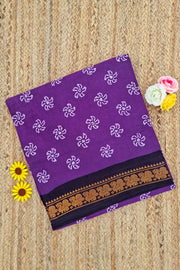 Malar Sungudi One Side Border - Violet