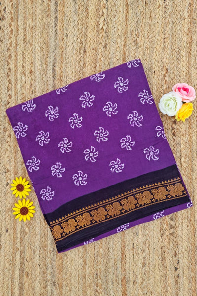 Malar Sungudi One Side Border - Violet