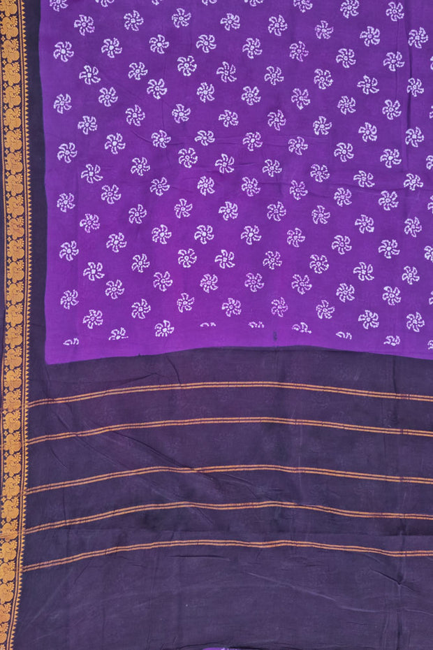 Malar Sungudi One Side Border - Violet