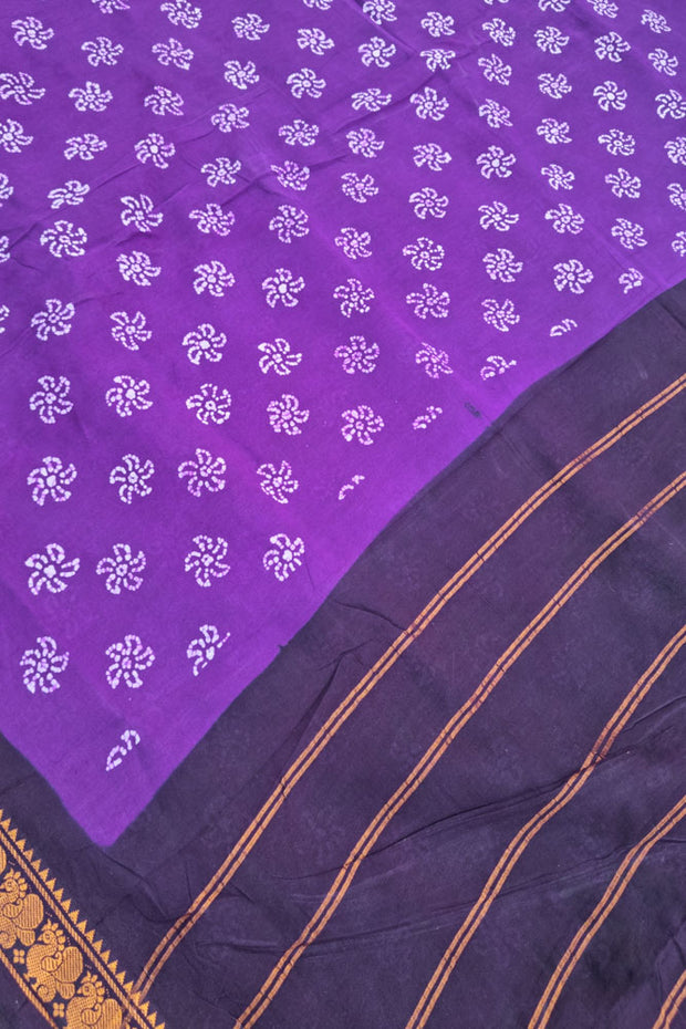 Malar Sungudi One Side Border - Violet