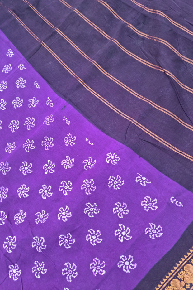 Malar Sungudi One Side Border - Violet