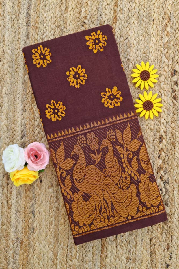 Big Border Batik Sungudi - Brown