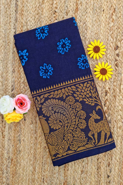 Big Border Batik Sungudi- Navy Blue