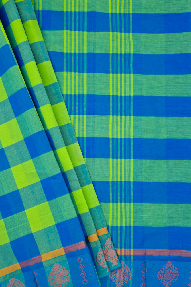 Chettinad Kattam - Blue/Lime Green