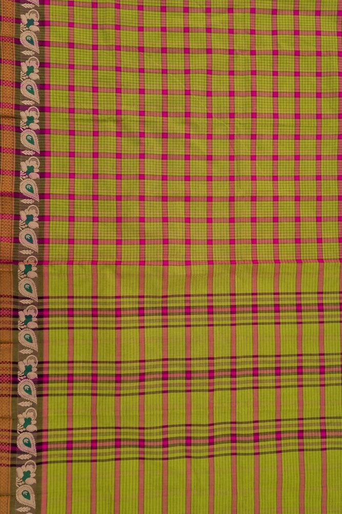 Chettinad Mini Checks - Neon Green/Pink