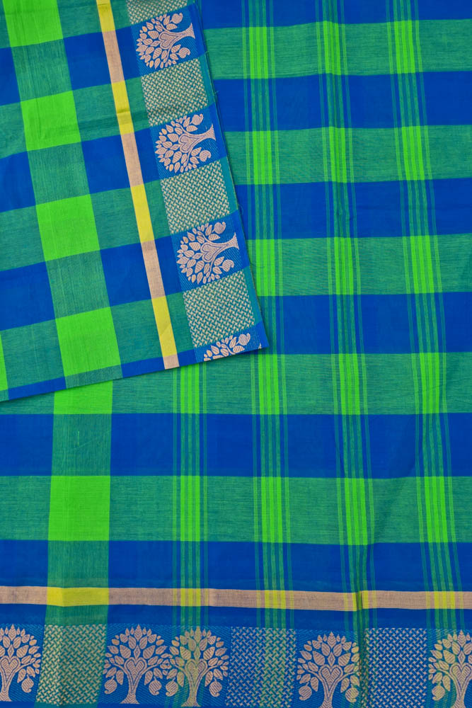 Chettinad Kattam - Parrot Green/Blue