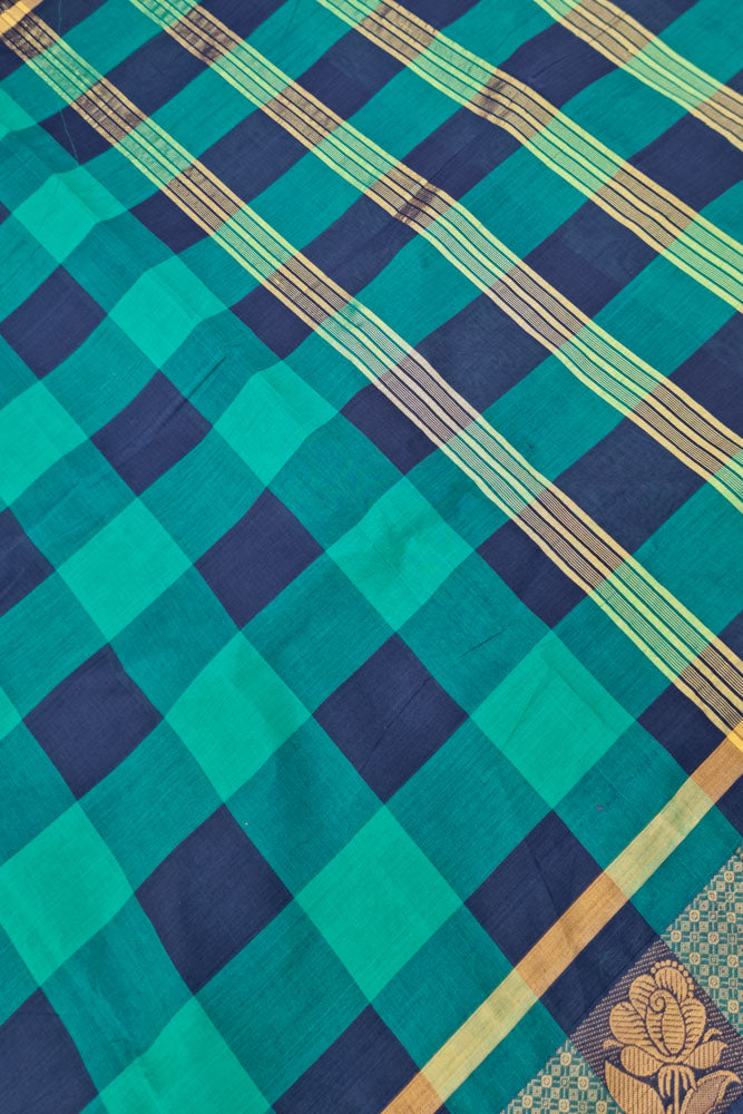 Chettinad Kattam - Green/Bluish Black