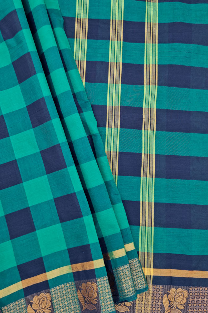 Chettinad Kattam - Green/Bluish Black