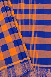 Chettinad Kattam - Navy Blue/ Mango Yellow