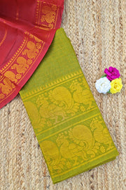 Double Border Sungudi - Henna Green