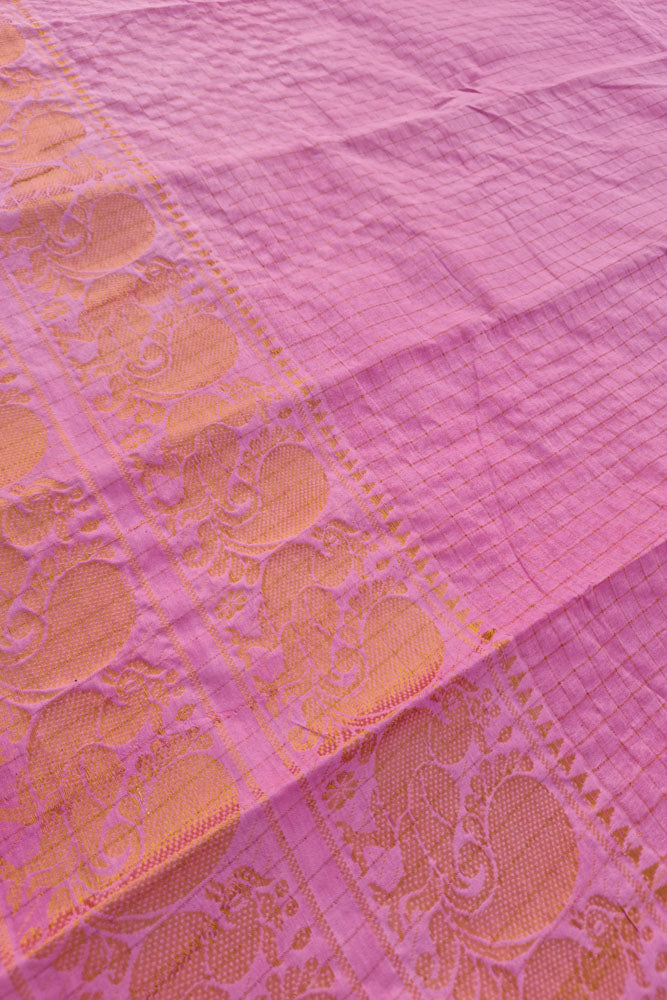 Double Border Sungudi - Light Pink